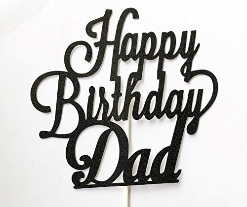 AILEXI Handgefertigt 1 GRAF Alles Gute zum Geburtstag Glitter Kuchen Dekorieren Topper - Happy Birthday Dad Schwarz