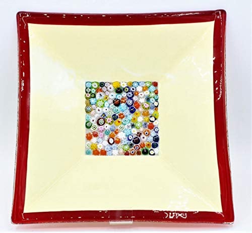 Murano Collection Piatto in Vetro di Murano Con Inserto In Murrine Millefiori made in italy