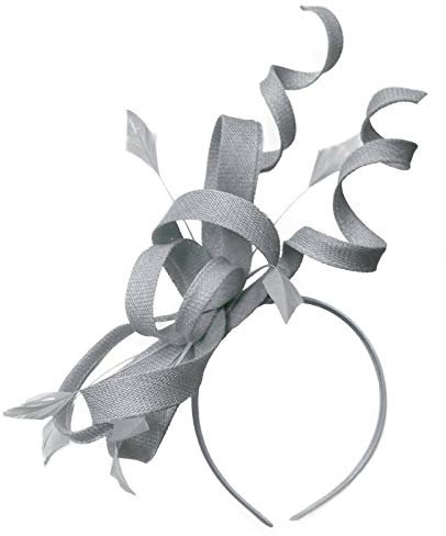 Caprilite Sinamay Fascinator mit Wirbelschlaufen, für Damen, Hochzeit, Ascot-Rennen Gr. Einheitsgröße, silber