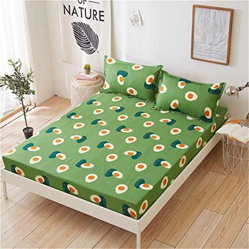 Mateju Mikrofaser Spannbetttuch, Obst Drucken Spannbettlaken Rutschfestem Weiche Atmungsaktivem Kissenbezüge Bettlaken Bis 30 cm Hohe Matratzen in Vielen Größen (120x200x30cm,Grüne Avocado)