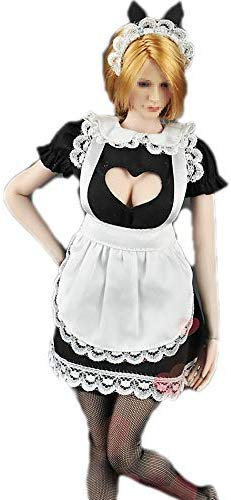 ZSMD 1/6 Scale Female Figure Doll Clothes, Handmade French Maid Costume+ Accessories, Sexy Dress for 12 Female Action Figure Phicen,TBLeague DC077 (A)