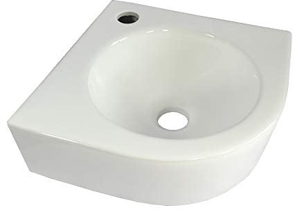Eckwaschbecken Keramikwaschbecken weiß Hänge Waschbecken Keramik Aufsatz Wandmontage oval halbkreis Bad ca.30,5cm WP035
