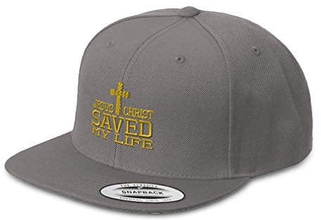 Snapback Hüte für Männer und Frauen Jesus Christus Saved My Life Stickerei Acryl, Dark Grey, Einheitsgröße
