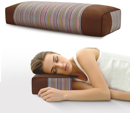 JOERRES - Cuscino riempito di grano saraceno per dormire dando sollievo alla zona cervicale (53,3 x 20,3 7,6 cm) 100% tessuto grezzo biologico contenente bucce tecnologia raffreddamento naturale e