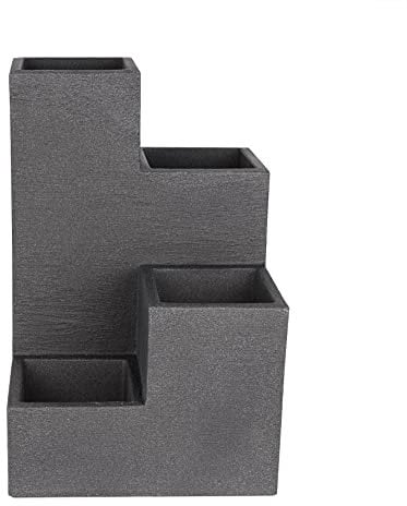 BigDean Blumentreppe in Granitstein-Optik - modernes Hochbeet in Anthrazit - 60x40x40 - Blumenkübel für Terrasse & Balkon - Kräutertreppe frostsicher & wasserdicht