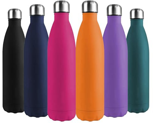 Borraccia Termica 1 Litro Bottiglia Acciaio Inox Inossidabile Doppio Strato 1000 Ml Tappo Antigoccia Doppia Camera Bevande Calde Fredde Termos Lavoro Scuola Palestra Sistema Sottovuoto - Blu