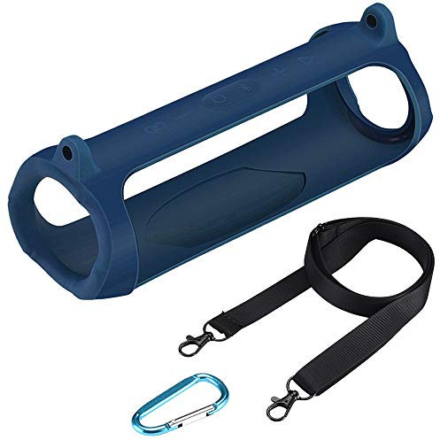Seracle Silikonhülle Tragetasche Case Schlinge Tasche für JBL Charge 5 Bluetooth Lautsprecher (Blue)