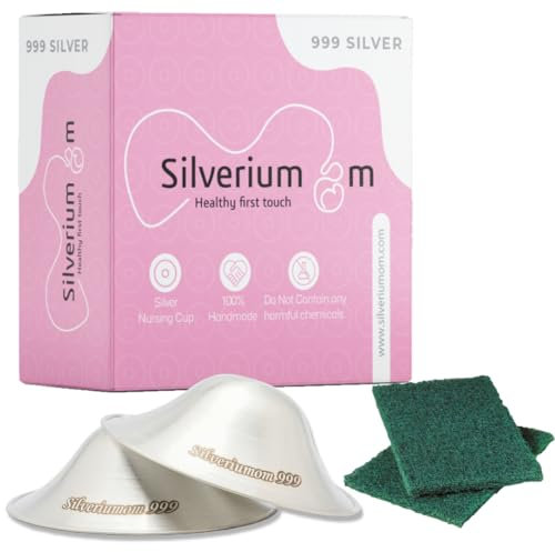 Silveriumom The Original Silver Nursing Cups - Nipple Shields for Nursing Newborn - 100% Pure Silver 999 Carat and Handmade - Nipple Covers Breastfeeding