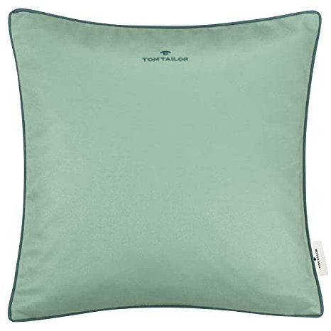 TOM TAILOR Deko Kissen Dove Signature • 2er Set Kissenbezug 40x40 lindgrün • Deko Wohnzimmer • ohne Füllung • Pflegeleichte Kissenhülle