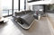 Wohnlandschaft Wave XXL Sofa U Form in Leder - mit LED Beleuchtung, verstellbare Kopfstützen, Recamiere/Lederfarben wählbar/Ausrichtung wählbar (Ottomane Links, Grau-Weiß)