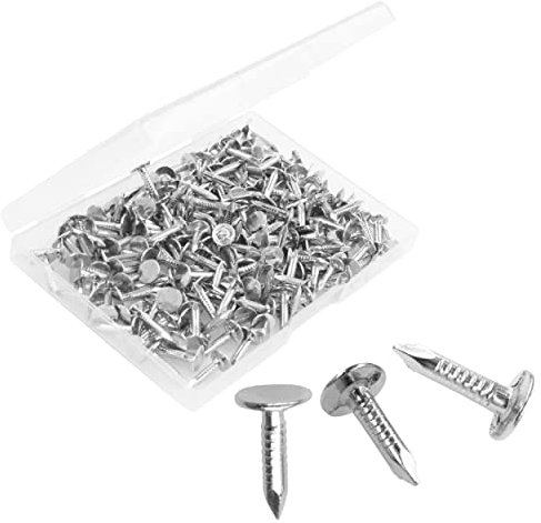 OMOTOOL Steel Roofing Felt Nails (200pcs), 0.59 Inch Roofing Felt Pins Suit for Shed Roof Roofing Felt Slate Boards,Broad Head Pins