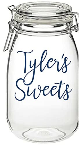 Personalised Sweets Vinyl Sticker Decal Transfer Label for Jar, Tin, Container, Gift Box. Home, Kitchen, Storage, Organisation (Small - 3cm Tall Capital Letter Height)