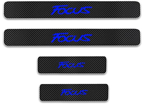 EAGLEG 4 pcs Carbon Fiber Car Door Sill Protector Strips for Fo-rd Focus, Welcome Pedal Guard Kick Plates Sticker Threshold Cover Auto Decorative Accessories,Blue