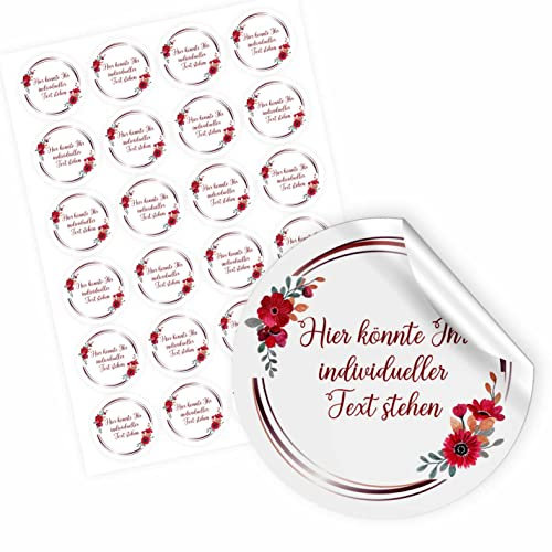 24 Stück Personalisierte Aufkleber - Personalisierte Aufkleber mit Wunschtext - 4,5 cm Runde Papieraufkleber Etiketten für Hochzeit, Taufe, Produkte, Geburtstag (Style 5)
