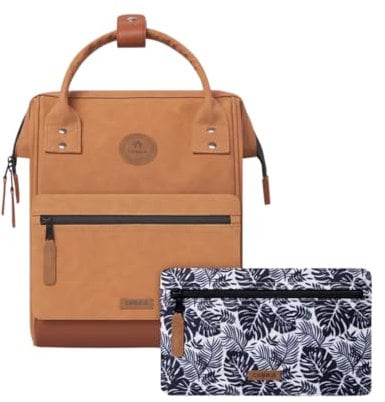 CABAIA - Sac à Dos Adventurer Moscou - Mini 10L - Déperlant - Compartiment Ordinateur Portable 10,5 - 2 Poches - Certifié Vegan - Sac Voyage, Affaires, École pour Homme et Femme - Marron
