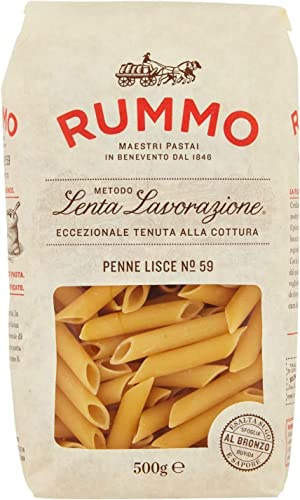 Penne Lisce n°59 Pasta Teigwaren Hartweizen Bronze glatt 1 x 500g Packung | Cottura uniforme, italienische Form für Aufläufe, Sugo und Primi Piatti, buona tenuta al dente, Gesamtnettogewicht 500 g
