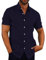 COOFANDY Short Sleeve Shirts Men Linen Shirts Summer Holiday Shirt Casual Beach Shirt Formal 01 - Navy Blue L