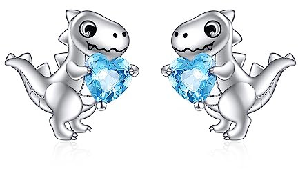 VONALA Dinosaurier Ohrringe 925 Sterling Silber Tiere Ohrstecker mit Zirkonia Hypoallergen Schmuck Geburtstag Geschenke für Damen Frauen Mädchen Kinder