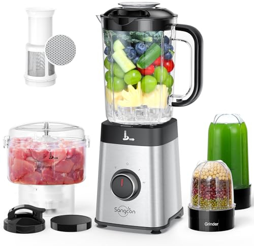 Sangcon Blenders and Food Processor Combo for Kitchen, 5 in 1 Blender for Shakes and Smoothies