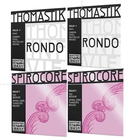 Thomastik-Infeld Spirocore Tungsten & Rondo Cello Strings 4/4 Full Set SPI-RONDO | Rondo A & D Strings | Spirocore Tungsten G String & Single C-String
