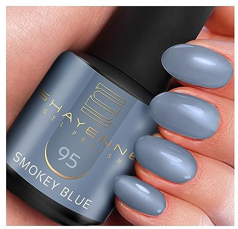 SHAYENNE UV Gel Nagellack - 95 Smokey Blue Blau 15 ml - Langanhaltend, Kratzfest & Hochglänzend - Profi-Qualität - LED kompatibel - Perfekt für Zuhause & Studio - Made in Germany