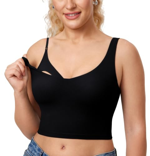MOMANDA Longline Sports Nursing Bras Black L