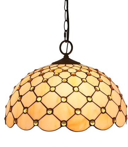 Esszimmer Hängelampe Vintage Pendelleuchte Im Tiffany-Stil,Antik E27 Esstisch Pendellampe Glas Design Küchenlampen Wohnzimmerlampe Hängeleuchte Schlafzimmer Loft Cafe Bar Dekoration (φ40cm)