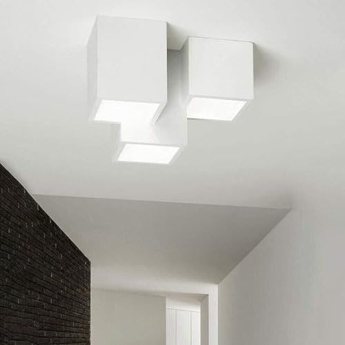 Kovalmax® Lampadario da soffitto 3 cubi in gesso verniciabile supporto per faretto gu10
