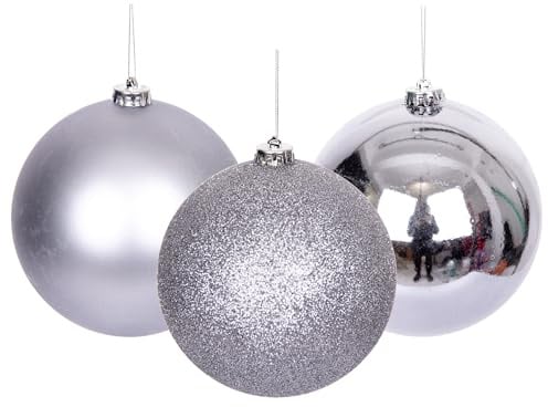 50mm/18Pcs Christmas Baubles Shatterproof Mid Grey, Christmas Tree Decorations Ball Ornaments Balls Xmas Hanging Decorations Holiday Decor - Shiny,Matte,Glitter