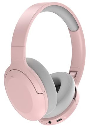 Fiauli Wireless Bluetooth Headphones,Bluetooth 5.3 Wireless Headphones With Built in Microphone,HiFi Noise Cancelling Headset,Lightweight Foldable Wireless Headphones Over Ear for Sport Travel (Pink)