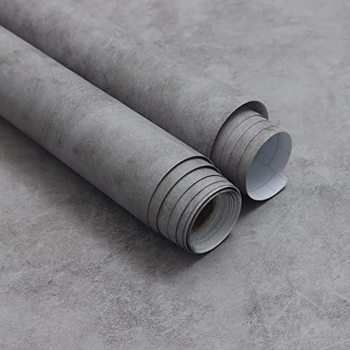 Timeet Tapete Betonoptik Dunkelgrau 40x1000cm Selbstklebend Klebefolie Zement Effekt Möbelfolie Wandverkleidung Dekorfolie Betontextur Wandpapier Industrial Matt Verdickt Vinyl Wandaufkleber
