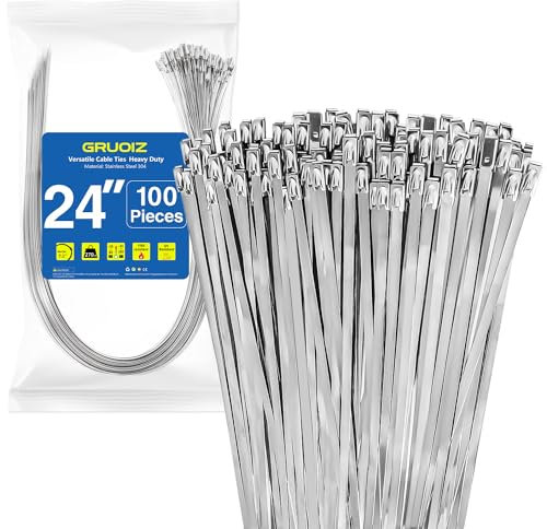 100 Pezzi Fascette in Inox Inossidabile 600mm×4,6mm Fascette Metalliche Autobloccanti Tensione 122 kg Fascette Metallo Elettricista 304 Fermacavi per Fasci Cavi Manutenzione del Giardino