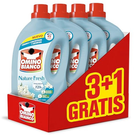 Omino Bianco Detergente líquido nature fresh 45 dosis, caja 3+1 gratis, 7200 ml