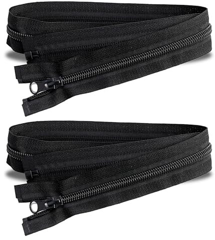 2 Stück Reißverschluss in Schwarze 70 cm #5, Reißverschluss für Jacken 5mm Trennende Jacke Reißverschlüsse Nylon zum Nähen Zipper Reißverschluss Teilbar für Kleidung Jacken Mantel Bettwäsche Taschen
