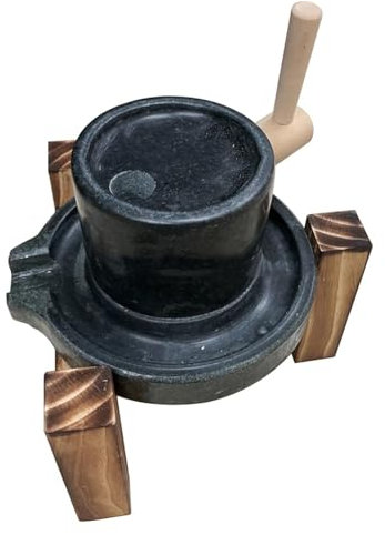 Molino de Piedra Molinillo de Molino Pequeño Retro para El Hogar, Guardería/Cocina Artesanía de Enseñanza, Molienda, Mujeres Manual Especias Té Herb en Polvo Pasta de Color Azulado Bluestone Mills