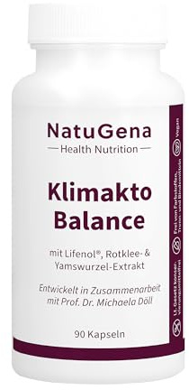 NatuGena KlimaktoBalance – Pflanzenextrakte & B-Vitamine | 90 Kapseln | Mit patentierten Lifenol Hopfen-Extrakt, ausgewählten Pflanzenextrakten (Yamswurzel,Rotklee,Salbei & Leinsamen) & B-Vitamine