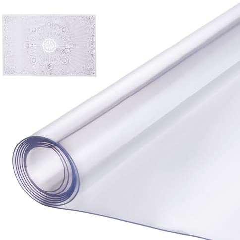 VEVOR Tovaglia in Plastica 1372x1372mm Spessore 1,5 mm Copertura per Tavolo Trasparente Protezione Tavolo Impermeabile Facile da Pulire Tovaglia per Tavolo da Ufficio Tavolo da Pranzo Comodino