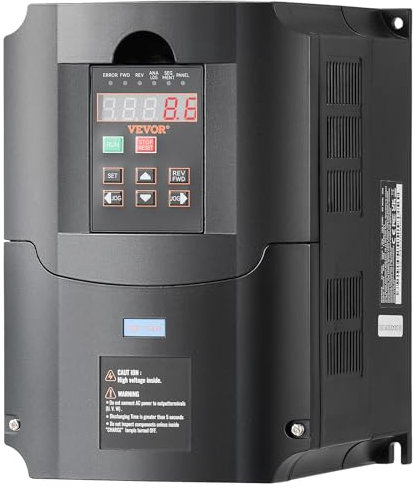VEVOR Variateur de fréquence, 7,5 kW, entraînement à fréquence variable, 35 A, entrée monophasée ou triphasée 40-60 Hz vers sortie triphasée 0-400 Hz VFD pour moteur de broche CNC contrôle de vitesse