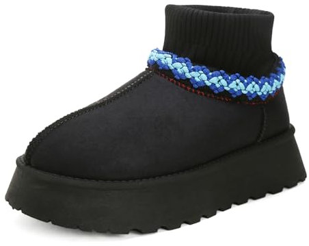 Jifenkla Stivali Invernali per Donna, Platform Boots Comode Mini-Stivaletti Neve Alla Caviglia, Stivali di Plateau Caldi Antiscivolo, Leggeri Outdoor Breve Boot Scarpe