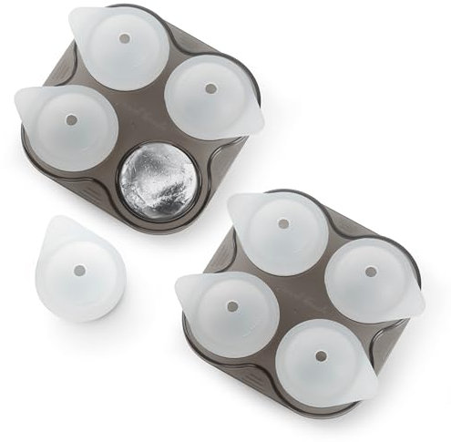 Final Touch 1.5 Ice Ball Tray Set - Set of 2 - Slow-Melting Spheres, BPA-Free, Easy-Fill, Fits Slim to Large Glasses (FTC138)