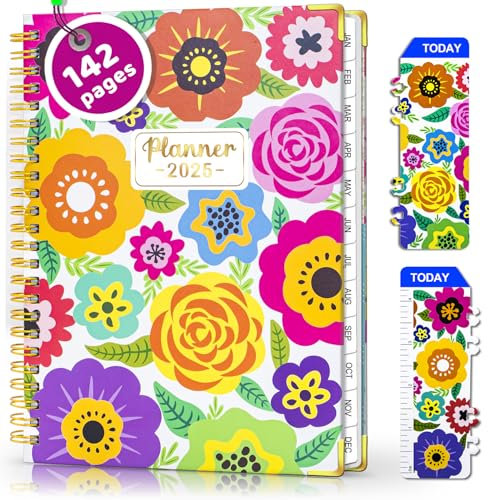 BLESWIN Kalender 2025 Buchkalender Ringbuch mit Hardcover, Buchkalender 2025 A5 1 Woche 2 Seiten, Wochenplaner 2025 mit Lesezeichen, Terminplaner A5 für Frauen und Männer, Benutzerfreundliches Design