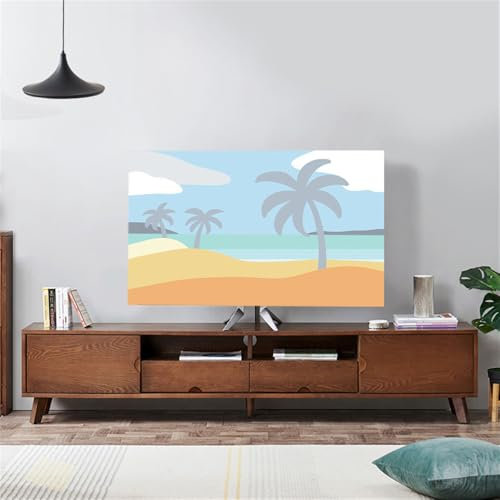 Hiseng TV Protector Cover, Dust-Proof TV/PC Display Protector Screen Cover All-Inclusive Elastic Indoor Living Room Decoration Dust Cover for 32” to 75”Display (32-37inch,Sea surface 6)