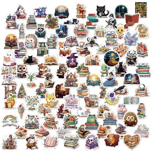 100 Stück Reading Aufkleber, Inspirational Book Stickers,Vintage Sticker, Aufkleber für Wasserflasche Laptop Scrapbook Tagebuch Erwachsene Kinder, Inspirational Book Stickers