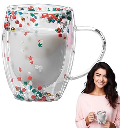 Dubbulon Doppelwandige Kaffeetassen aus Glas,Doppelte Kaffeetassen aus Glas - Ästhetische Isolierglas-Kaffeetasse 350 ml,Leichte, hitzebeständige Glaskaffeetassen, Teetassen für heiße und kalte