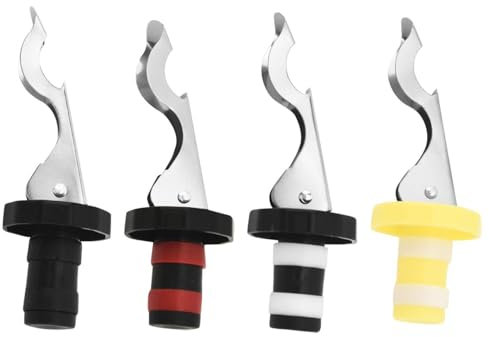 4-Piece Bottle Caps with Lever, Stainless Steel Wine Bottle Stopper, Bottle Opener, Multifunctional Bottle Stopper, Reusable