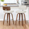 LUE BONA Tabouret Bar Rotatif sur 360°,Tabourets de Bar Lot de 2,Chaises de Bar avec Matelassé Simili Cuir,Hauteur 67 cm,Tabouret Bar Bois avec Dossier et Repose-Pieds,pour Cuisine,Bar,Blanc