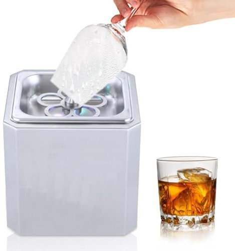 Refroidisseur Verre Professionnel Au Co₂ Vin Et Cocktails 6 s à -45 °c, Congélateur Instantané, Machine à Glaçons Acier Inoxydable pour Verres à Champagne/Whisky/Vin avec LED