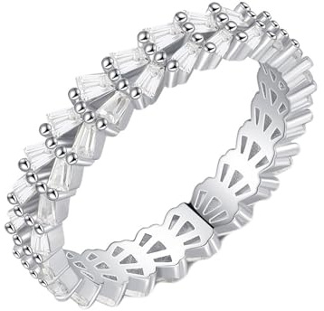Skcess 14K Weißgold Ringe Damen Weiß Moissanite Ringe, Elegant Verlobungsring Größe 62 (19.7)