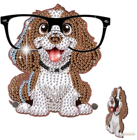 SHEGZHUC Diamond Painting Lustige Brillenhalter Hund, Diamant Painting Brillenständer Tierform Cocker Spaniel Beagle, Sonnenbrillen Aufbewahrung Brillenablage Geschenk für Schreibtisch Heimbüro Deko