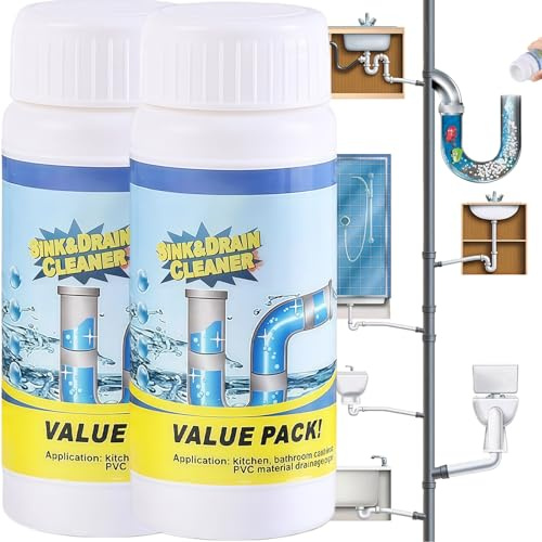Drain Cleaner, Powerful Foaming Sink Cleaner & Deodorant for Kitchen, Bathroom & Shower Drains, Quick-Effective, Long-Lasting Clog Remover, Heavy-Duty Drain Unblocker 2PCS